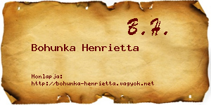 Bohunka Henrietta névjegykártya